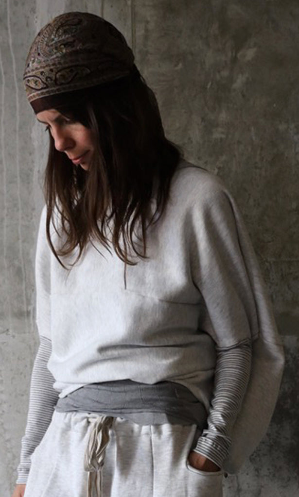 white organic balloon jersey sweater, handmade, slow fashion